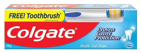 Colgate Toothpaste Double Cool Stripe +Tooth Brush - 140 g