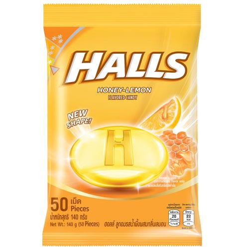 Halls Bag Honey Lemon Candy 50's -140g