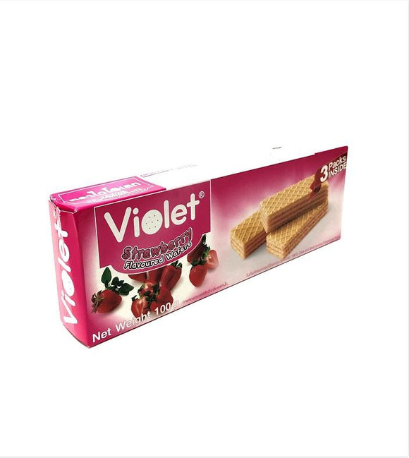 Violet Strawberry Flavour Wafers 100Gm