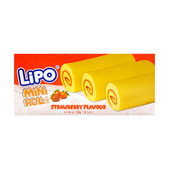 Lipo Strawberry Flavor Cake Mini Roll 288g(16Packs)