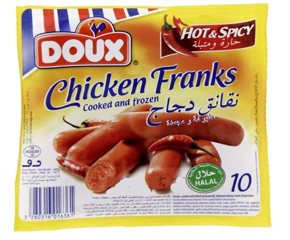 Doux Chicken Franks Hot & Spicy 400g France