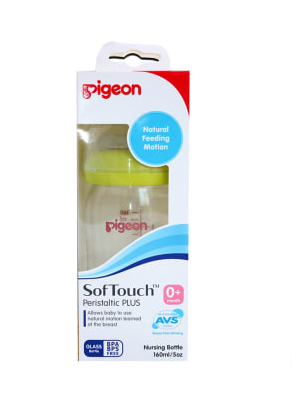 Pigeon SoftTouch Peristaltic Plus  Glass Bottle 160ml (0M +)