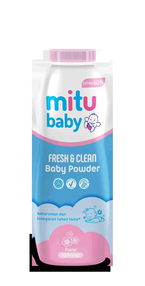 Mitu Baby Powder Bottle 100g + 100%/75% (Pink)