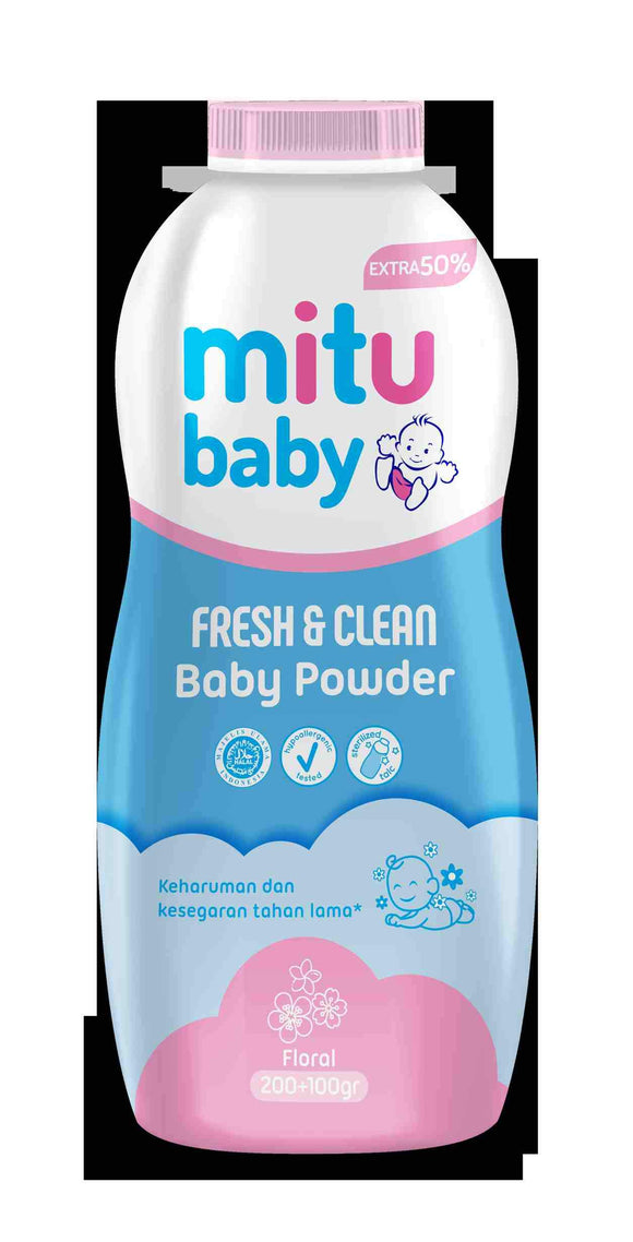 Mitu Baby Powder Bottle 200g + 100%/75% (Pink)