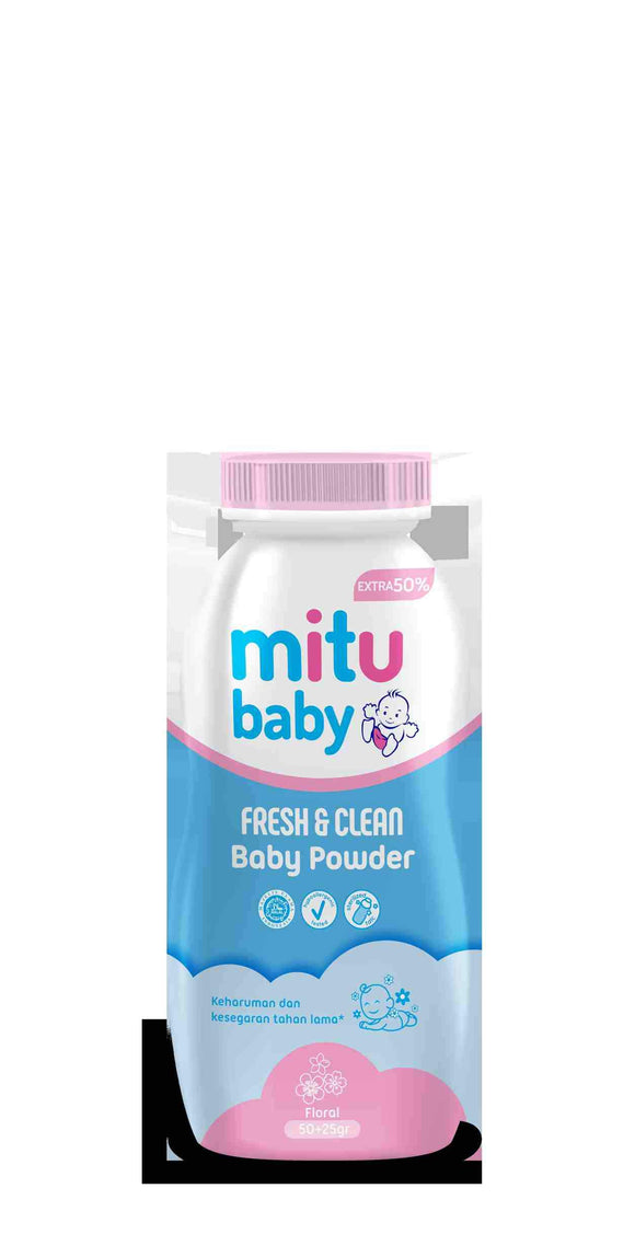 Mitu Baby Powder Bottle 50g + 100%/75% (Pink)