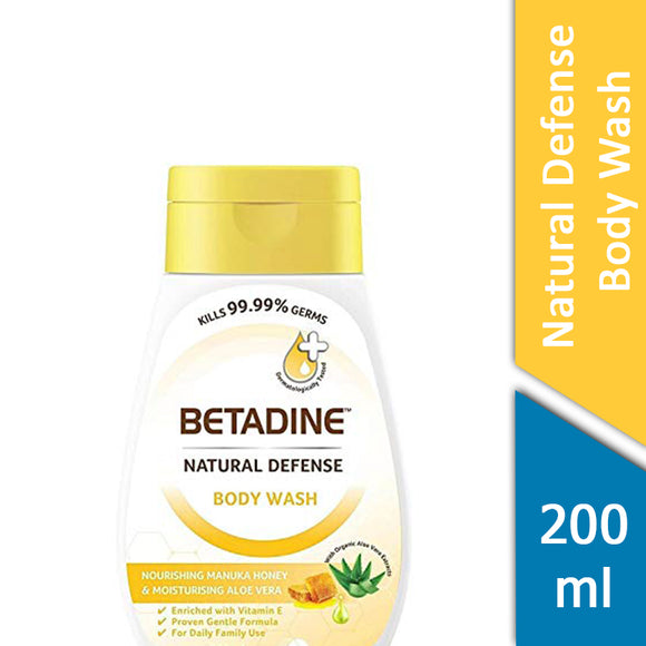 Betadine Natural Defense Body Wash Nourishing Manuka Honey And Moisturising Aloe Vera 200 mL