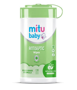 Mitu Baby Wet Tissue Antiseptic Bottle 60'S (geen) Oval Emboss