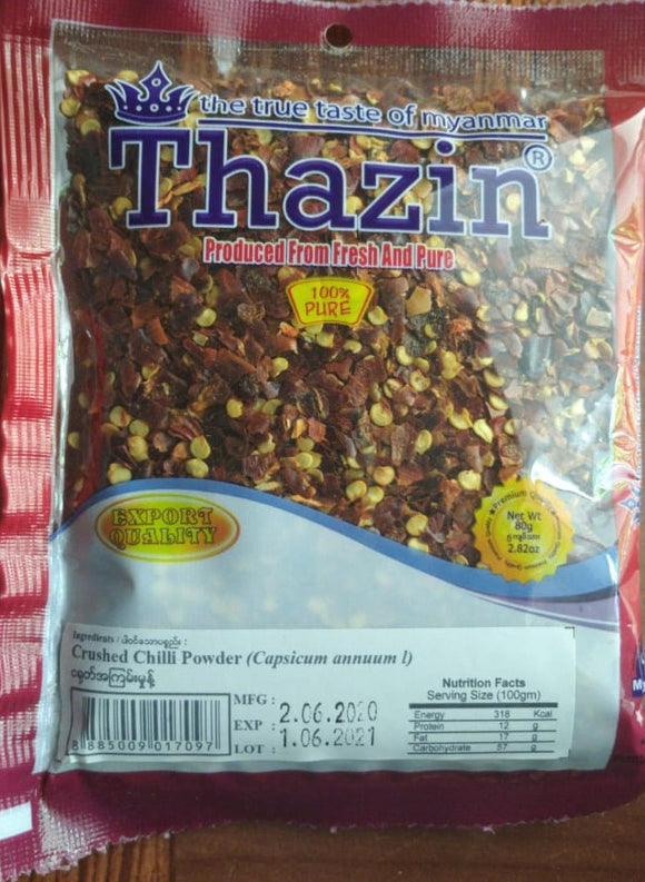 Thazin Fresh And Pure Crushed Chili Powder - 80 g - GoodZay